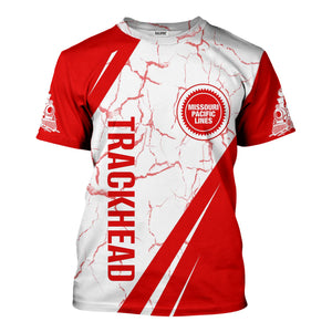 Railspirit Personalized Missouri Pacific Railroad T-Shirt Crackle Texture Style Shirt For Trackhead