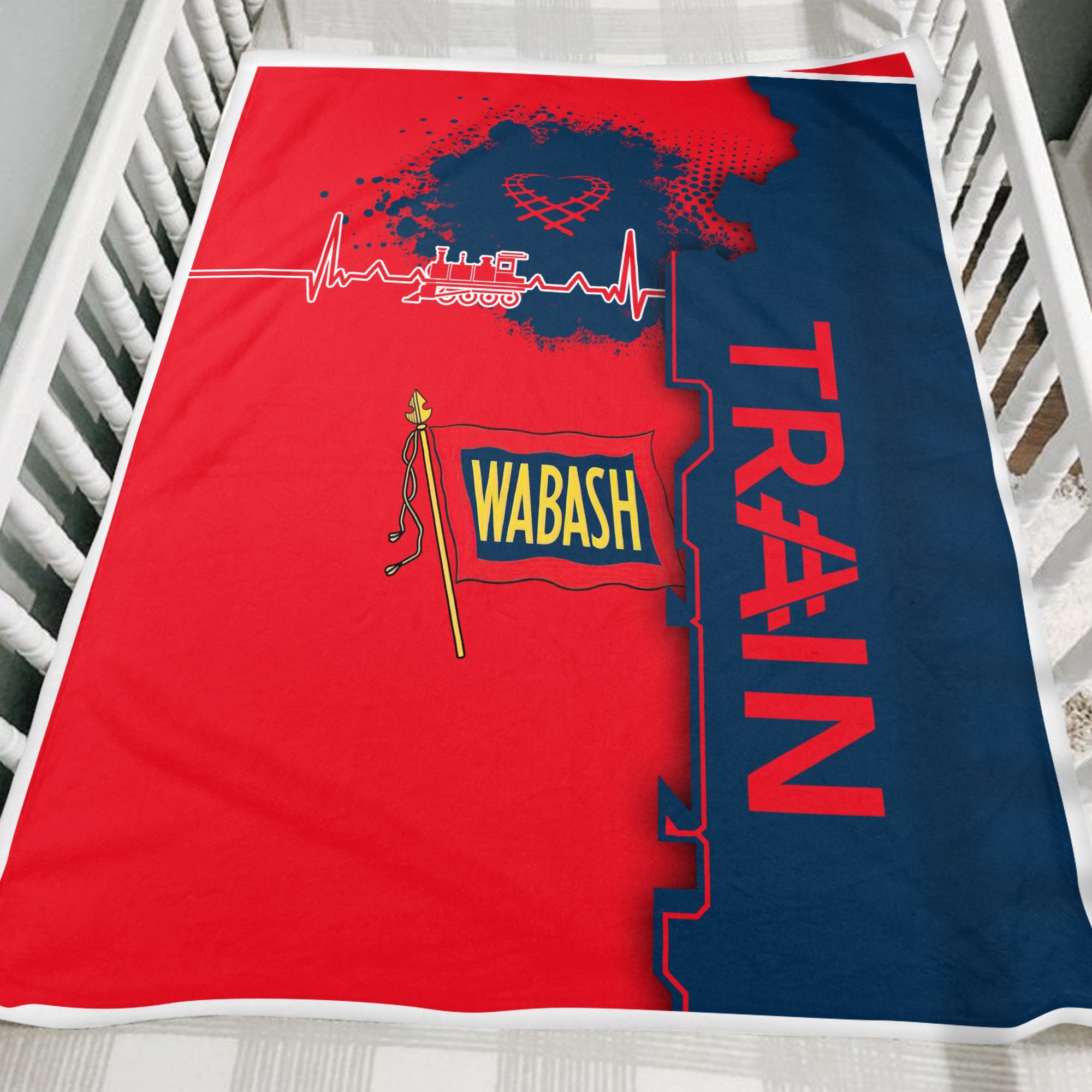 Railspirit Wabash Railroad Blanket Engine Heartbeat and Track Love Style Blanket Gift Idea For Train Lovers