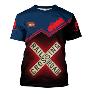 Railspirit Personalized Wabash Railroad T Shirt Railroad Crossing Printed Train Track Shirt