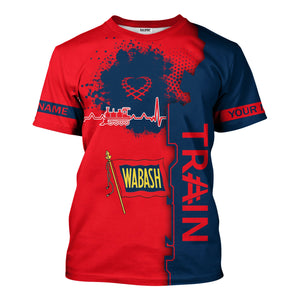 Railspirit Personalized Wabash Railroad T-Shirt Engine Heartbeat and Track Love Style Shirt Gift Idea For Train Lovers