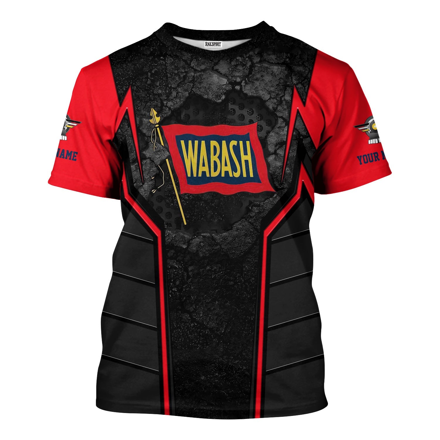 Railspirit Personalized Wabash Railroad T-Shirt Cracked Metal Design Train Shirt for Rail Enthusiasts