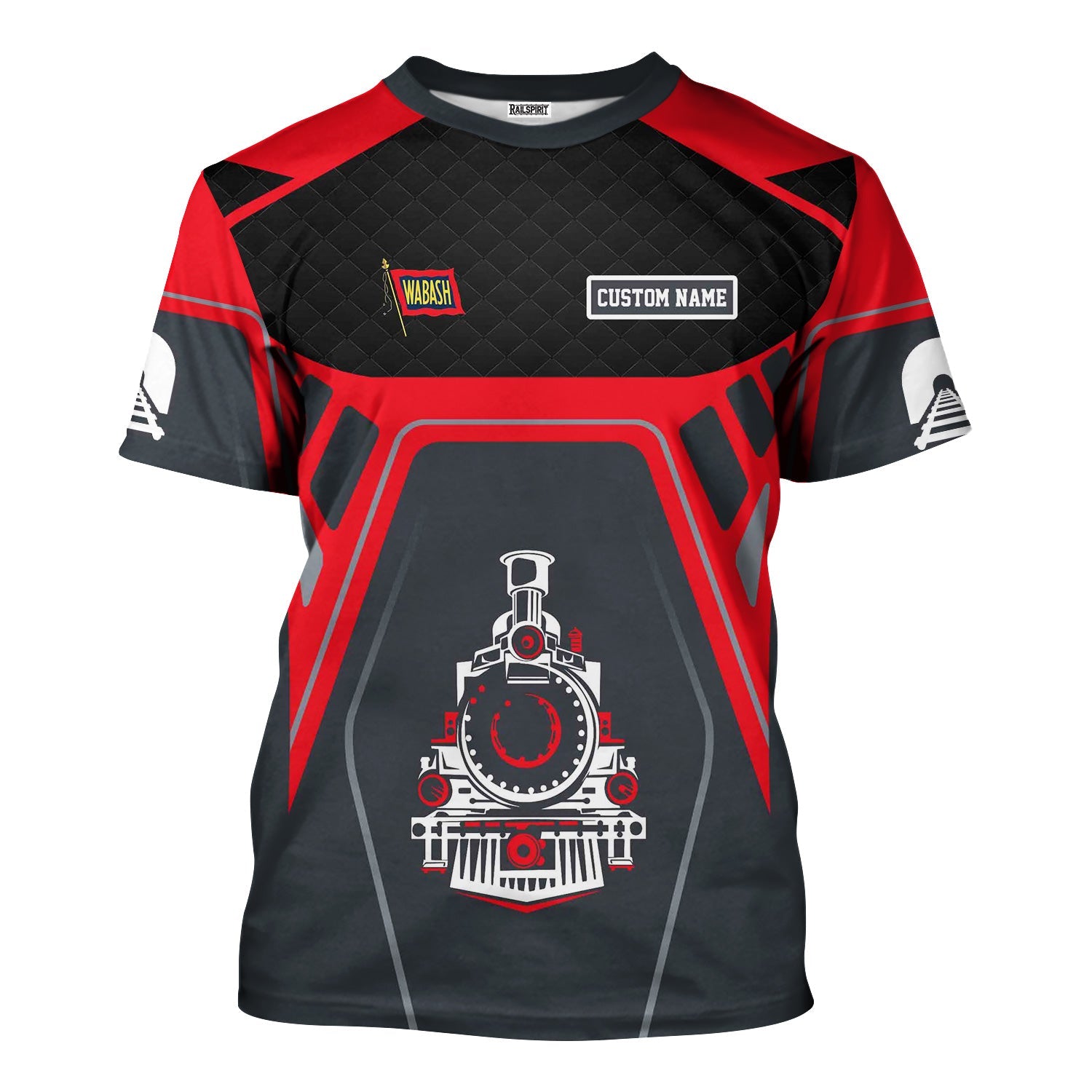 Railspirit Personalized Wabash Railroad T-Shirt Steam Locomotive Engine Graphic Train Shirt All Over Print