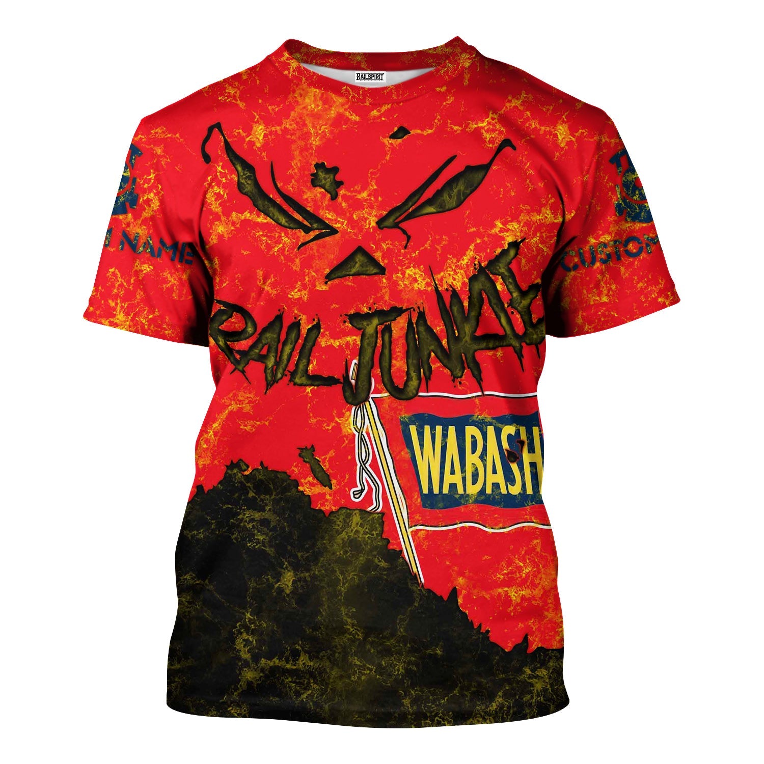 Railspirit Personalized Wabash Railroad T-Shirt Torn Graphic Style Train Shirt For Rail Junkie