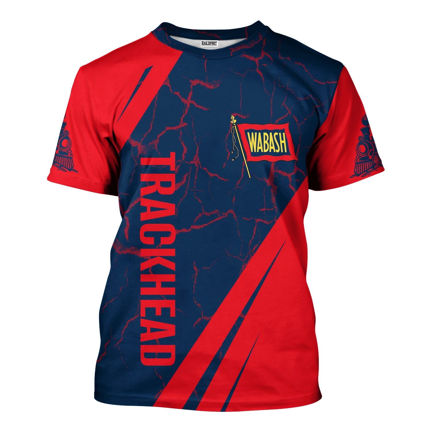 Railspirit Personalized Wabash Railroad T-Shirt Crackle Texture Style Shirt For Trackhead