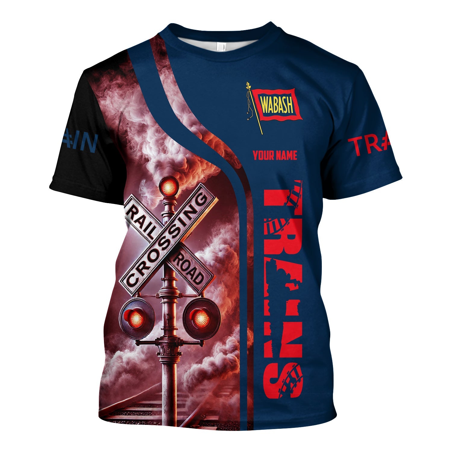 Railspirit Custom Name Wabash Railroad T Shirt Railroad Crossing Sign Train Shirt All Over Print
