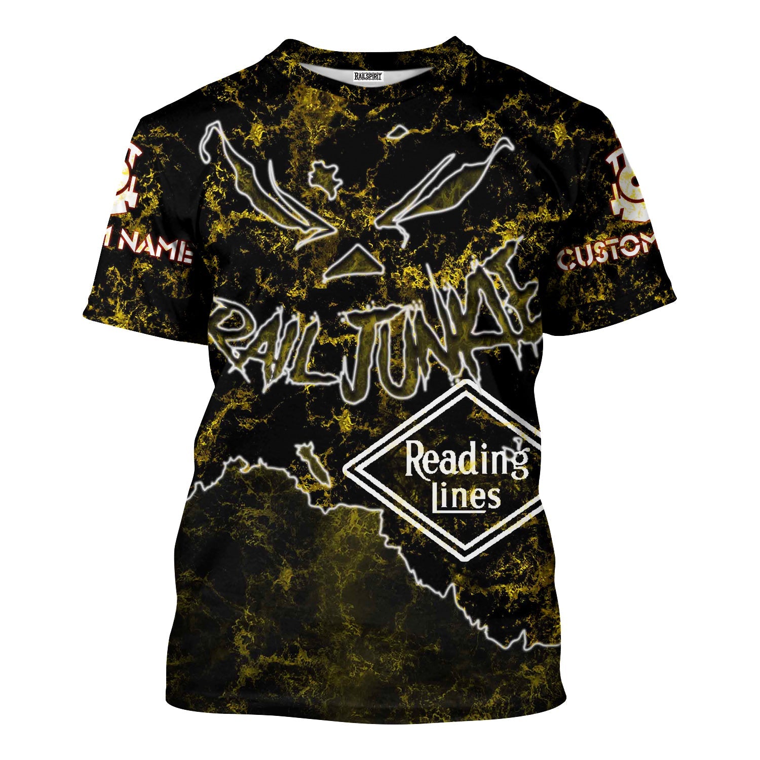 Railspirit Personalized Reading Railroad T-Shirt Torn Graphic Style Train Shirt For Rail Junkie