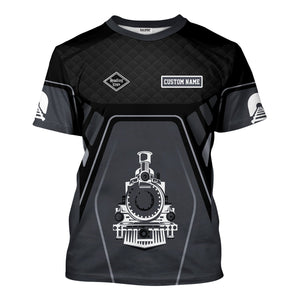 Railspirit Personalized Reading Railroad T-Shirt Steam Locomotive Engine Graphic Train Shirt All Over Print