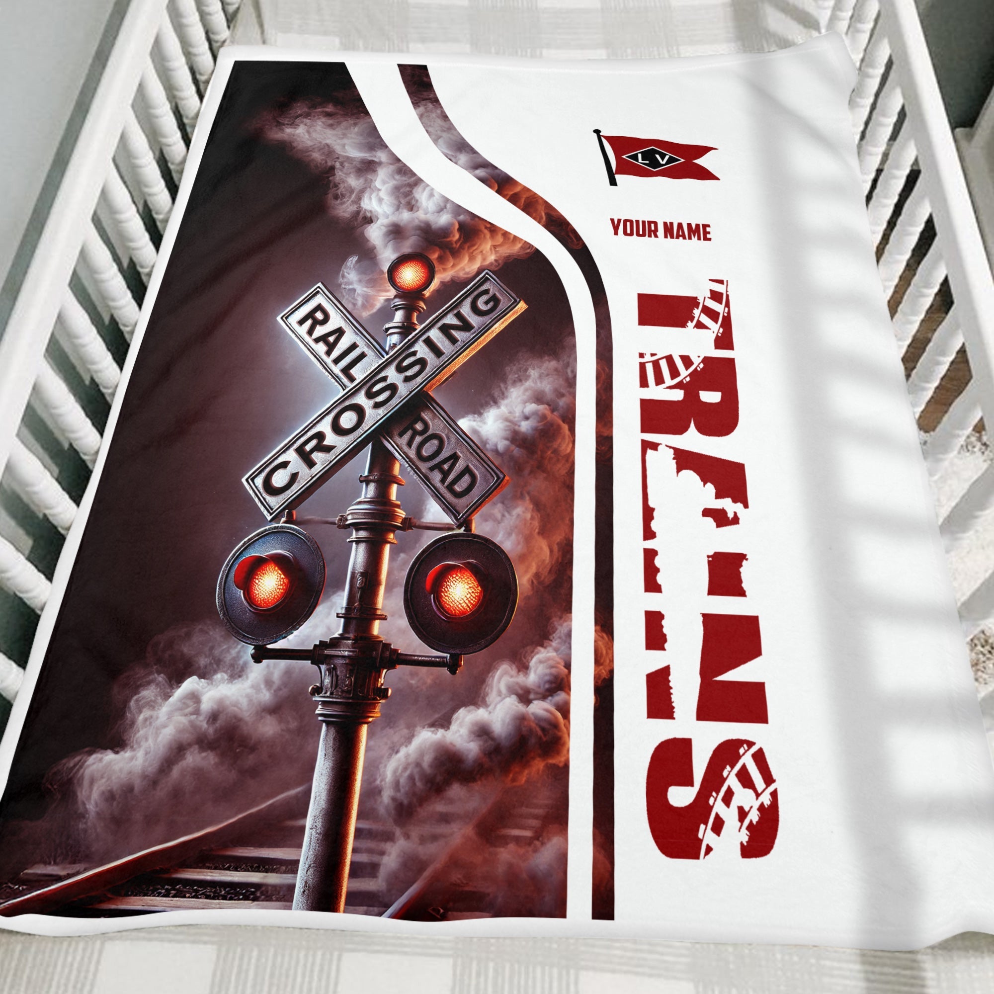 Railspirit Personalized Lehigh Valley Railroad Blanket Railroad Crossing Sign Blanket All Over Print