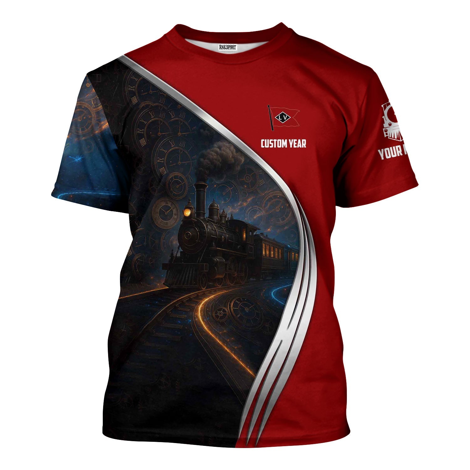 Railspirit Personalized Lehigh Valley Railroad T-Shirt Steampunk Locomotive with Custom Year Train Shirt