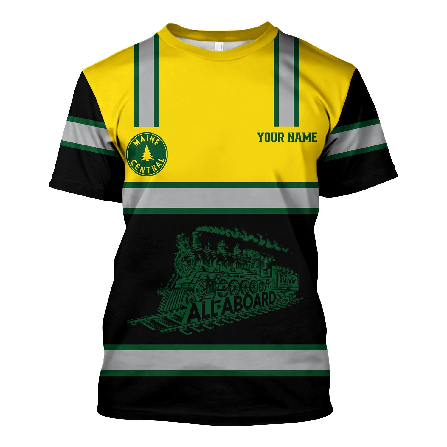 Railspirit Custom Name Maine Central Railroad T Shirt Eat Train Sleep Repeat Printed Train Shirt