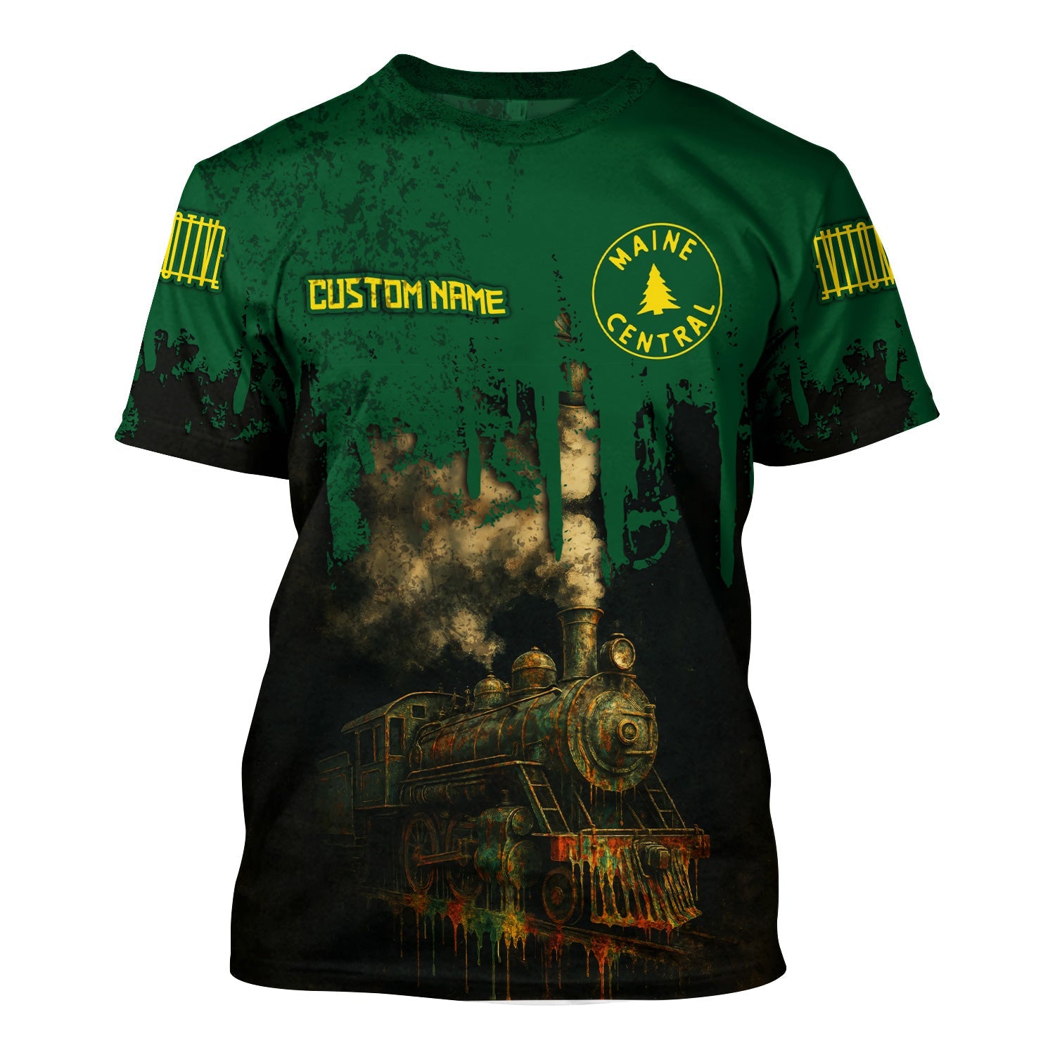 Railspirit Personalized Maine Central Railroad T-Shirt Vintage Train Art Style Shirt For Locomotive Fans