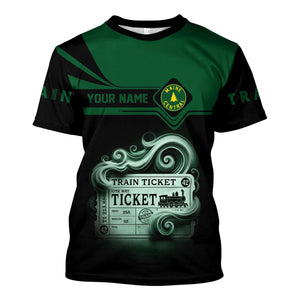Railspirit Personalized Maine Central Railroad T Shirt Train Ticket American Locomotive Printed Train