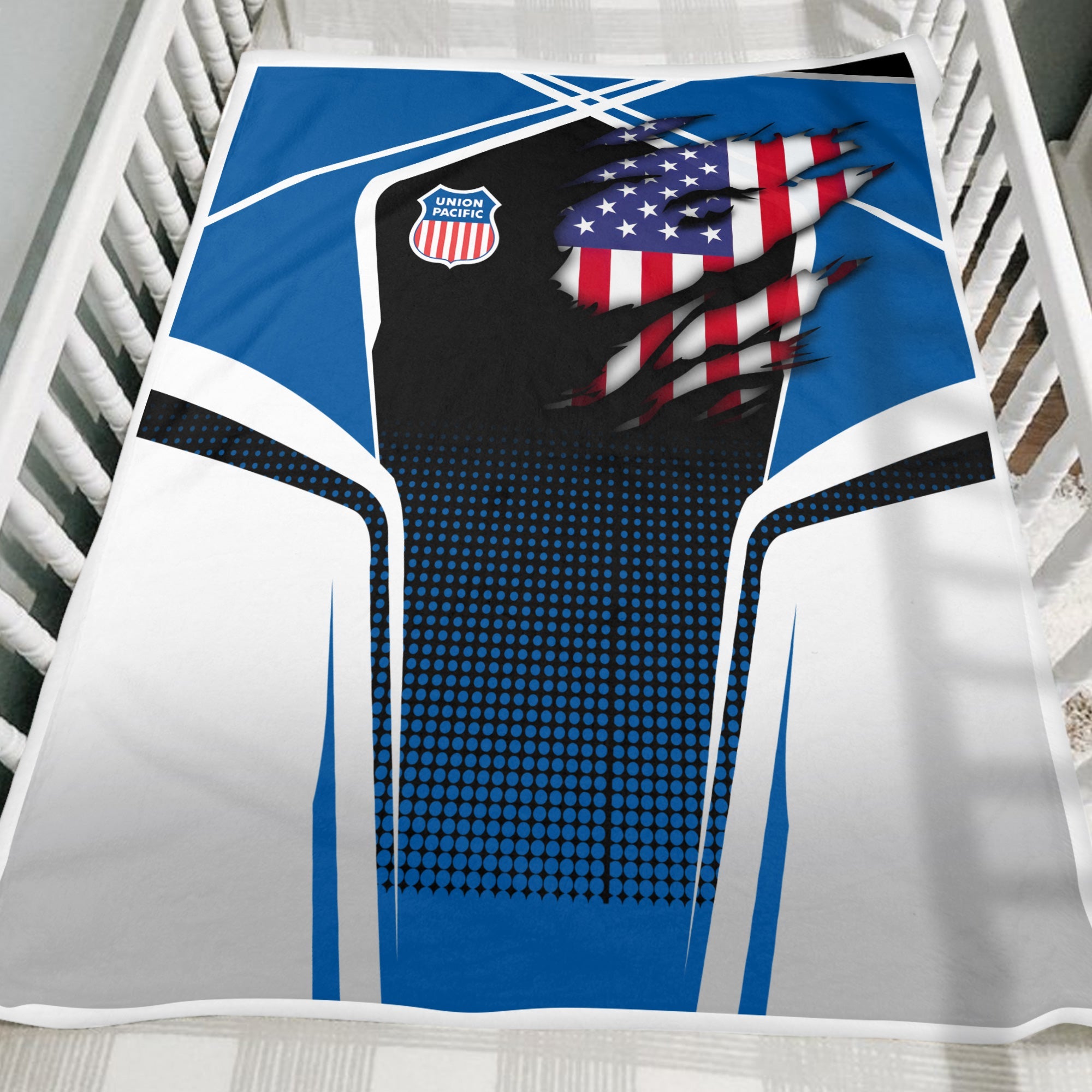 Railspirit Personalized Union Pacific Railroad Blanket American Vintage Big Boy All Over Printed Blanket