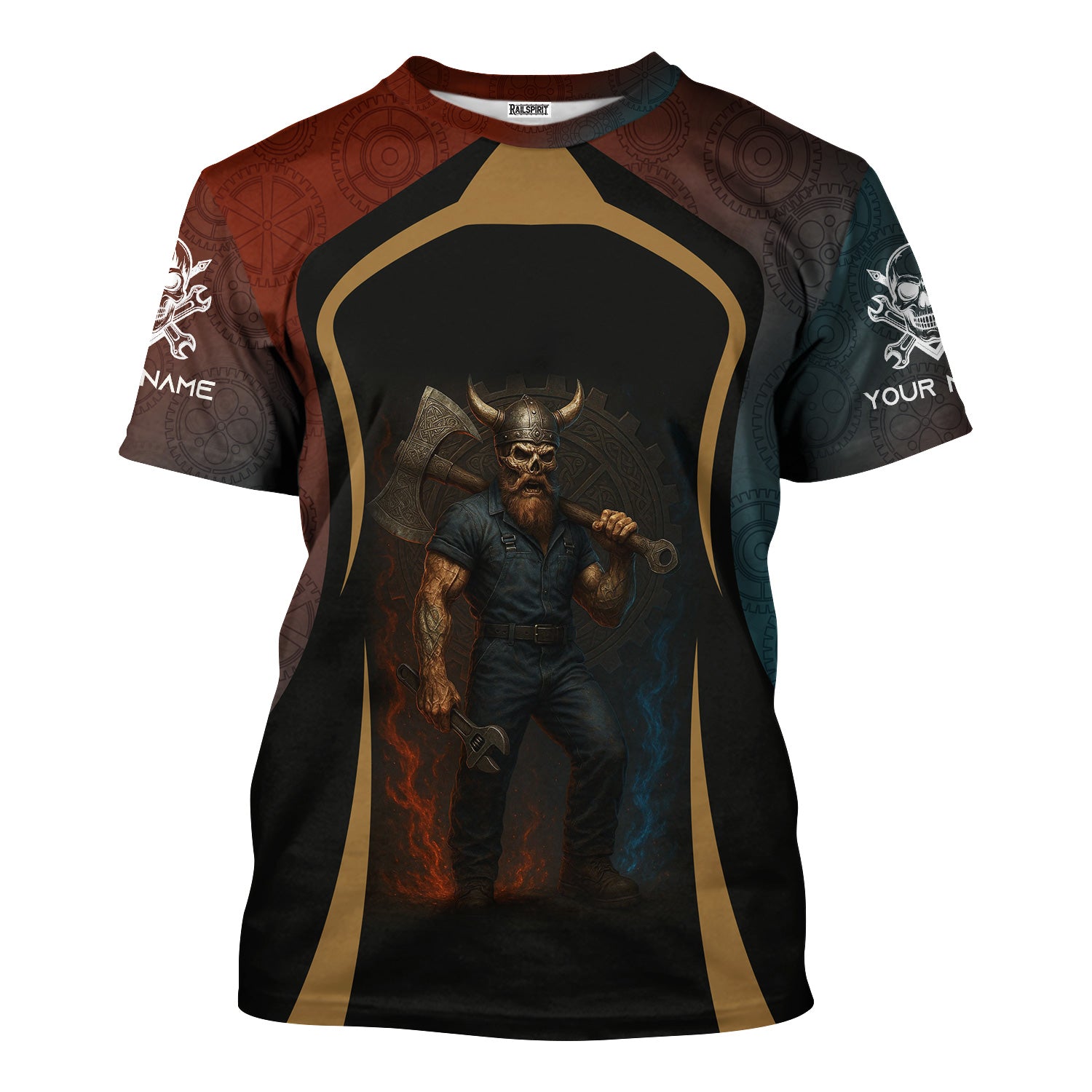 Personalized T-Shirt Mechanic Don't Ever Mistake Old Age For Weakness Viking Design Shirt For Mechanics