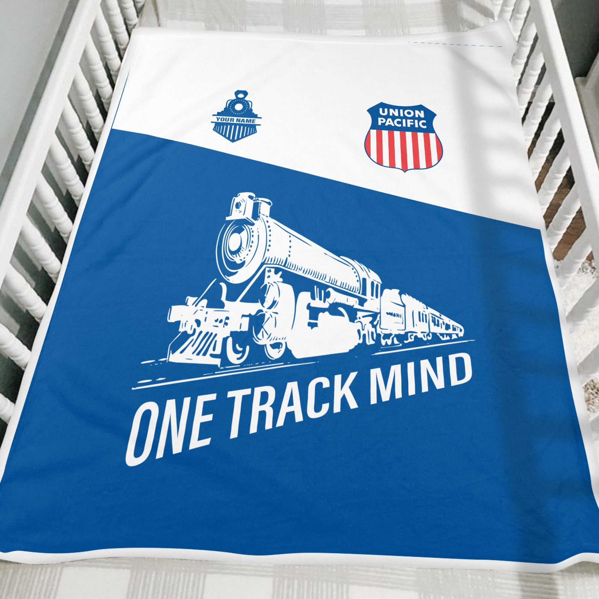 Railspirit Personalized Union Pacific Railroad Blanket One Track Mind Big Boy Train Blanket Gift Idea For Train Lover