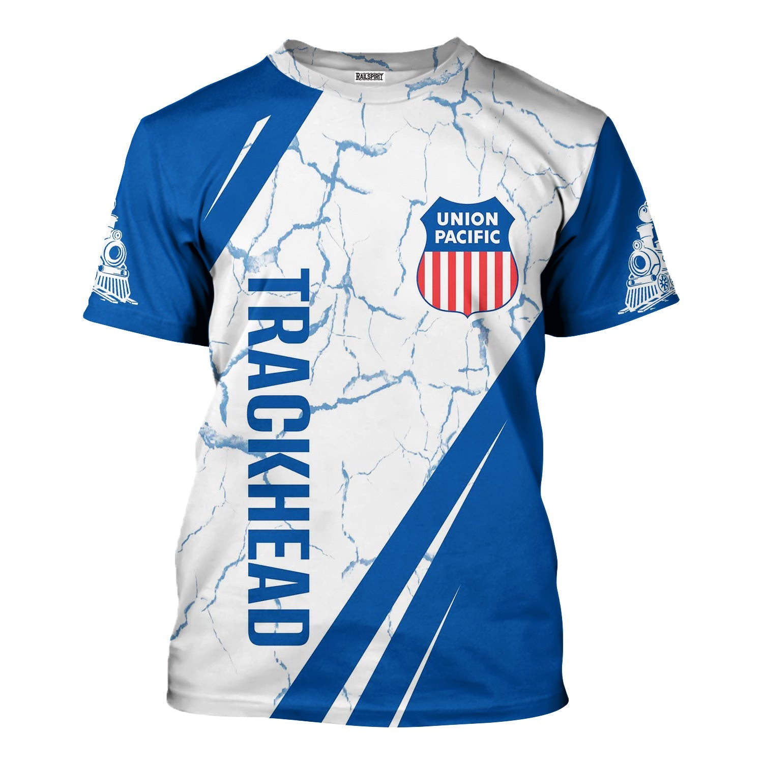 Railspirit Personalized Union Pacific Railroad T-Shirt Crackle Texture Style Big Boy Shirt For Trackhead
