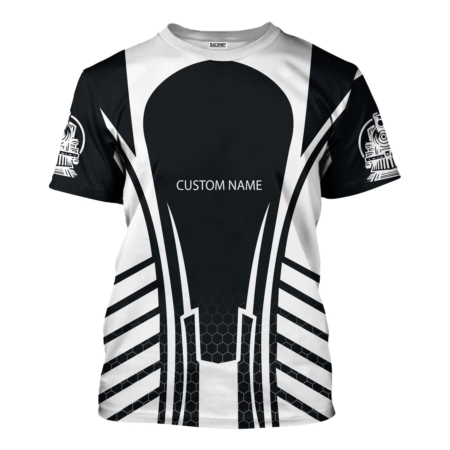 Railspirit Personalized Western Pacific Railroad T-Shirt Striped Railroad Style Train Shirt All Over Print