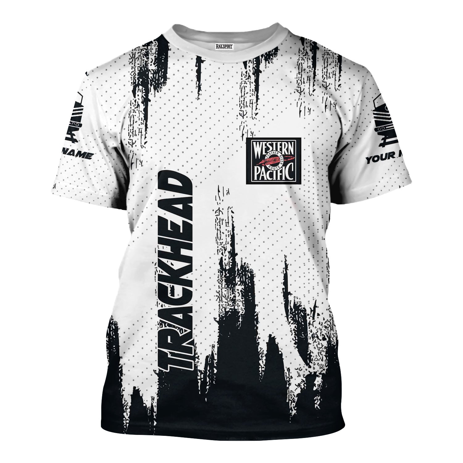 Railspirit Personalized Western Pacific Railroad T-Shirt Paint Impact Design Train Shirt for Trackhead