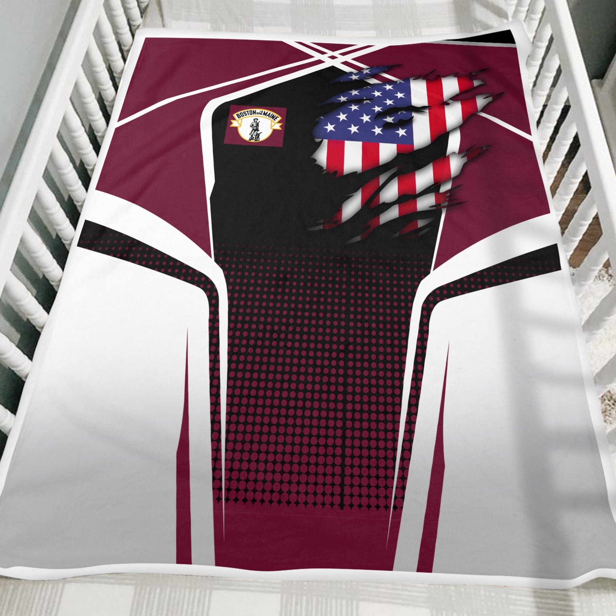 Railspirit Personalized Boston and Maine Railroad Blanket American Vintage All Over Printed Blanket