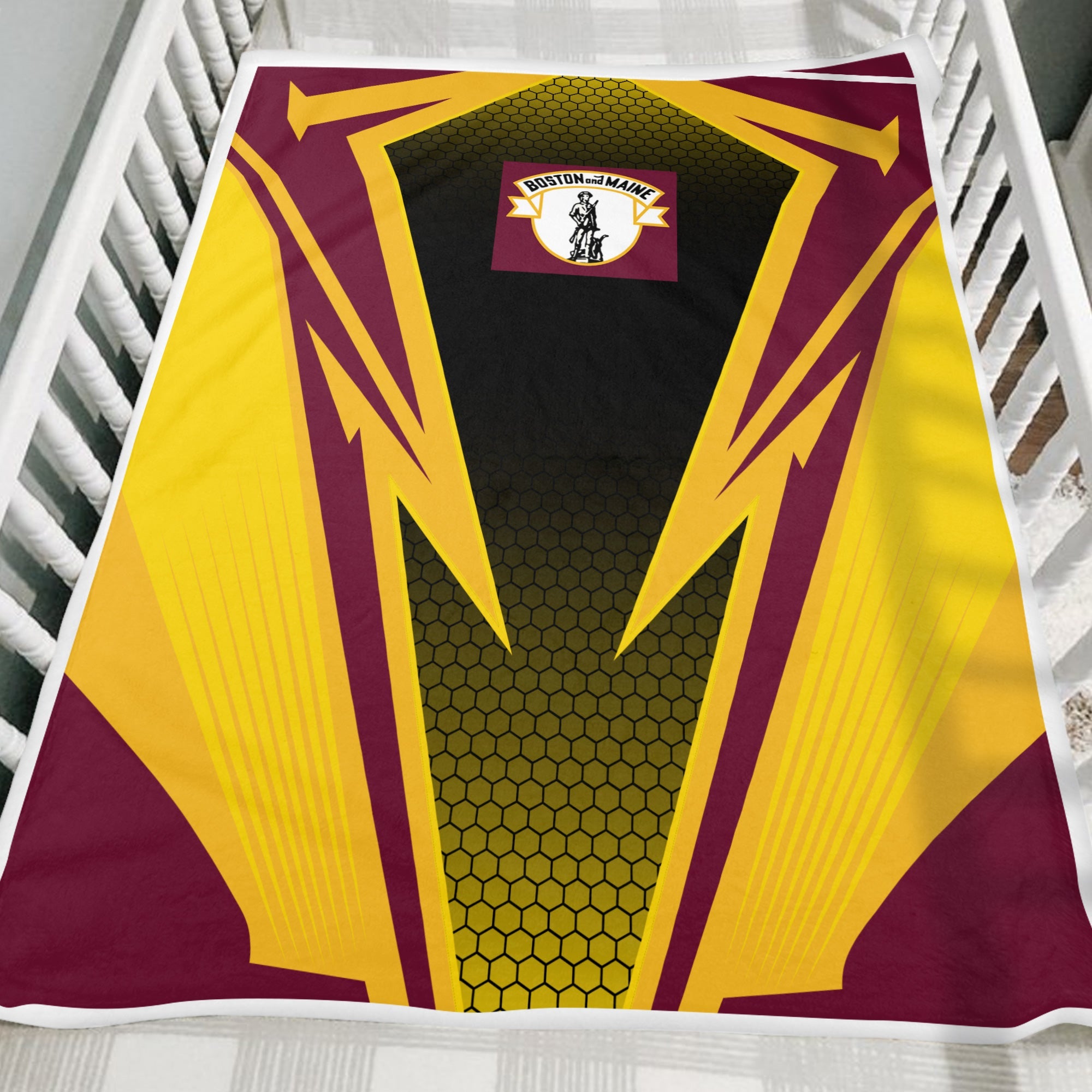 Railspirit Boston and Maine Railroad Blanket Lightning Graphic Style Blanket Gift Idea For Train Lover