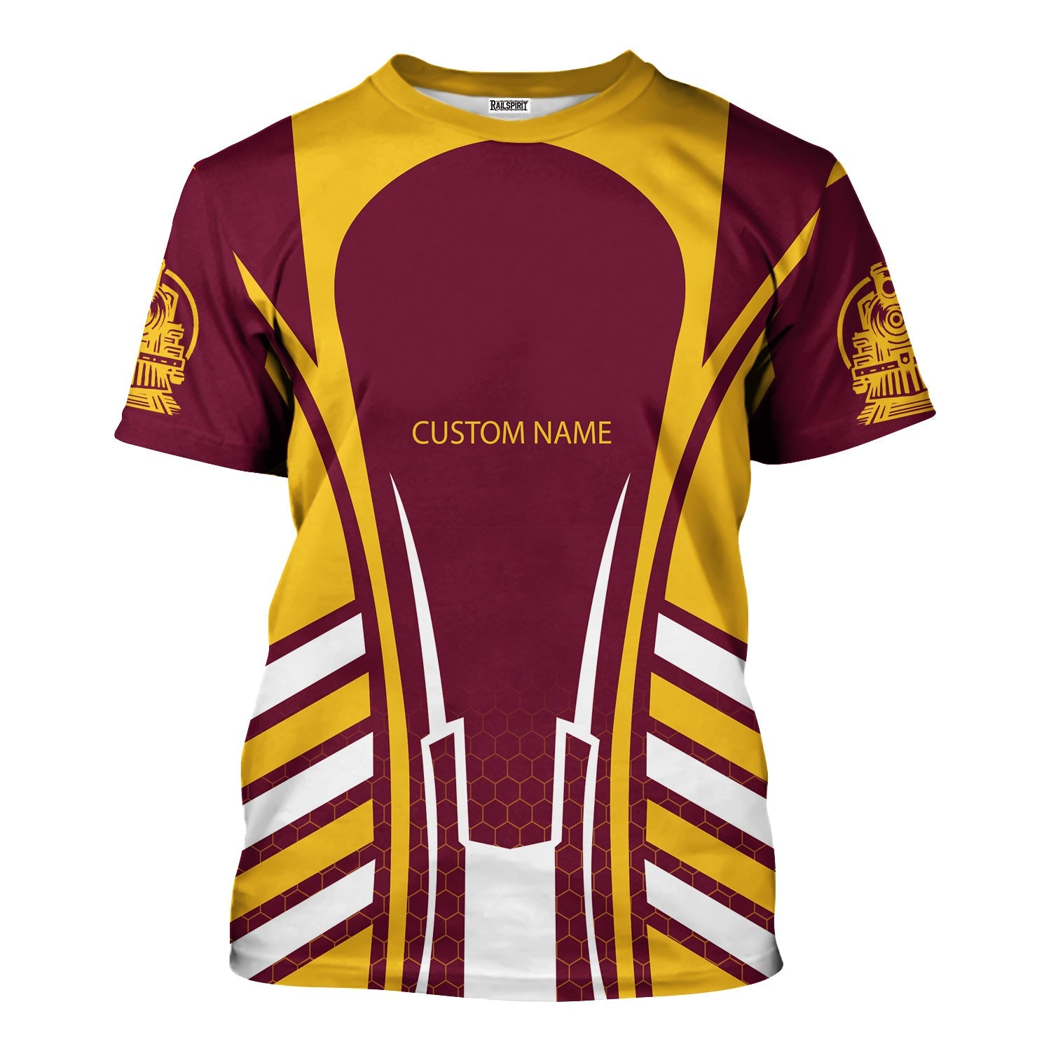 Railspirit Personalized Boston and Maine Railroad T-Shirt Striped Railroad Style Train Shirt All Over Print