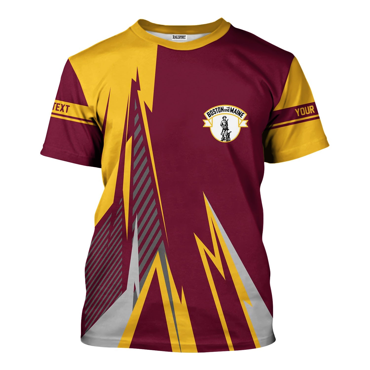 Railspirit Personalized Boston and Maine Railroad T-Shirt Lightning-Inspired Railway Style Shirt For Train Lovers