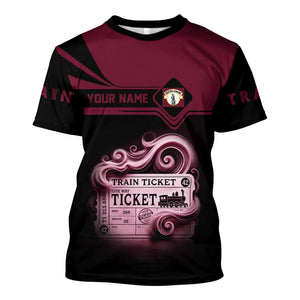 Railspirit Personalized Boston and Maine Railroad T Shirt Train Ticket American Locomotive Printed Train