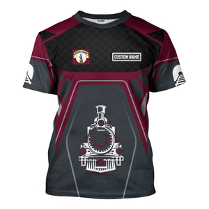 Railspirit Personalized Boston and Maine Railroad T-Shirt Steam Locomotive Engine Graphic Train Shirt All Over Print