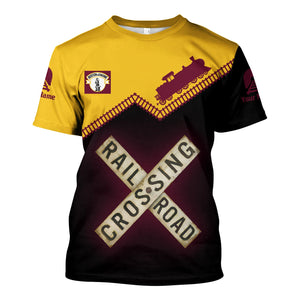 Railspirit Personalized Boston and Maine Railroad T Shirt Railroad Crossing Printed Train Track Shirt