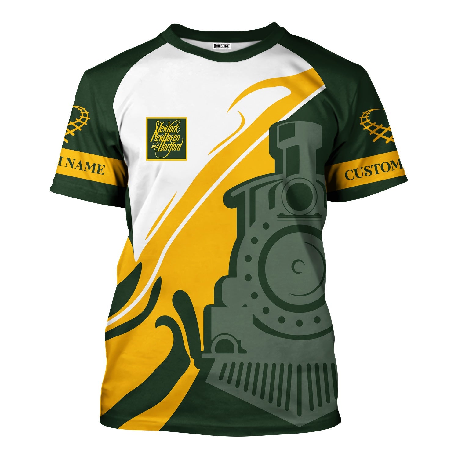 Railspirit Personalized New York, New Haven and Hartford Railroad T-Shirt Flame-Inspired Style New Haven Railroad Shirt Gift Idea For Train Lovers