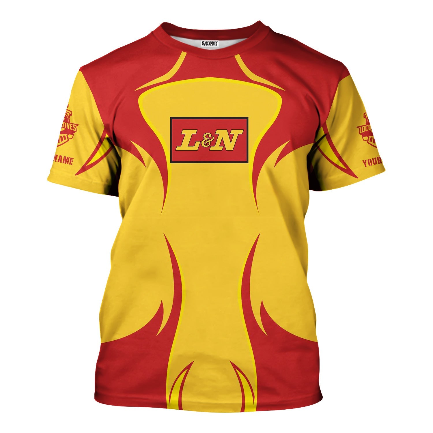 Railspirit Personalized Louisville and Nashville Railroad T-Shirt Distinctive Flame Style L&N Shirt For Steam Engine Addict