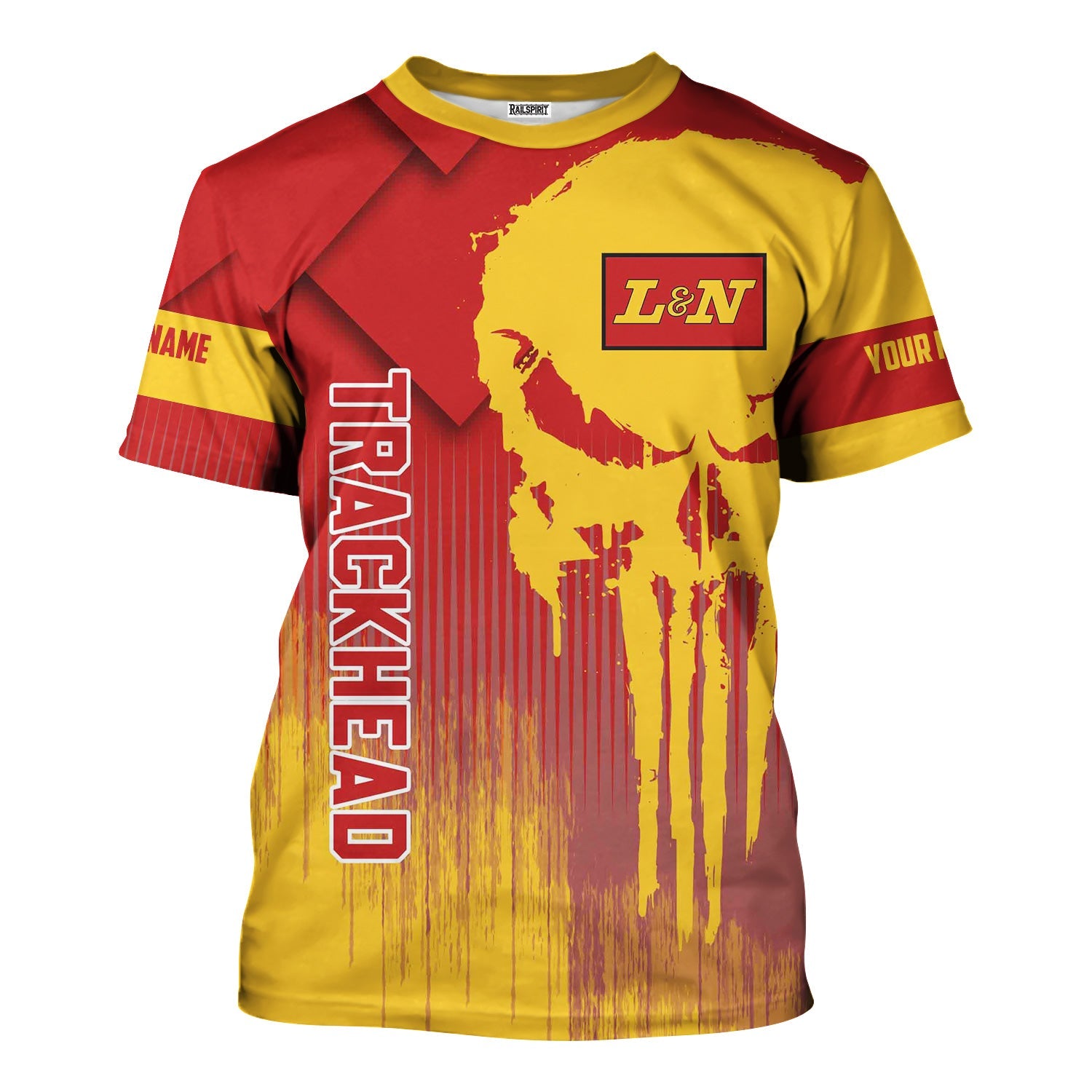 Railspirit Personalized Louisville and Nashville Railroad T-Shirt Skull Design with Custom Job L&N Train Shirt for Trackhead Crew