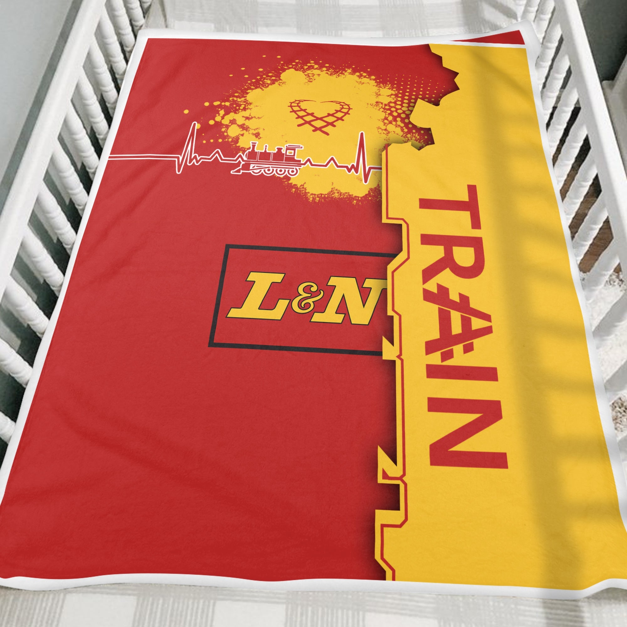Railspirit Louisville and Nashville Railroad Blanket Engine Heartbeat and Track Love Style L&N Blanket Gift Idea For Train Lovers