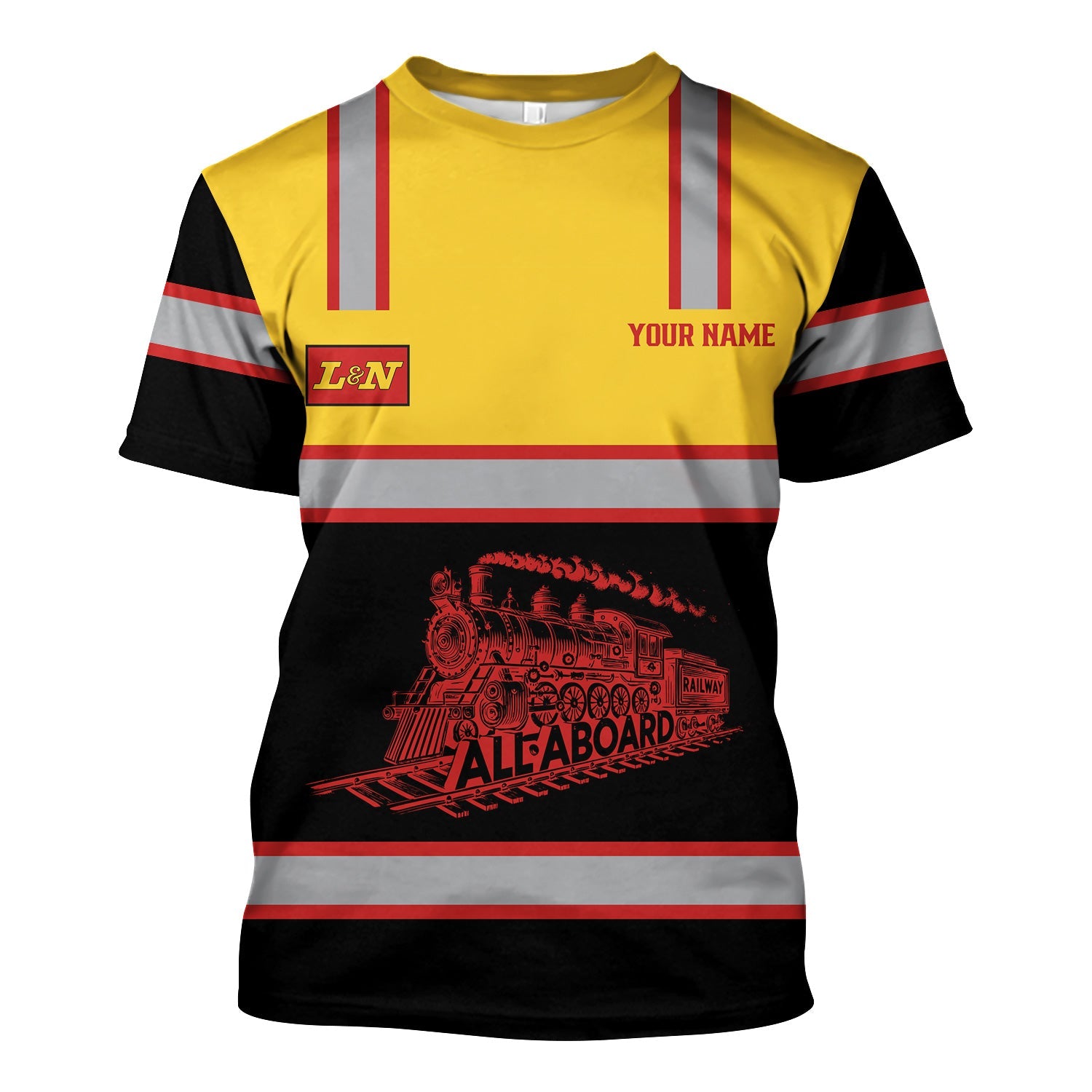 Railspirit Custom Name Louisville and Nashville Railroad T Shirt Eat Train Sleep Repeat L&N Printed Train Shirt