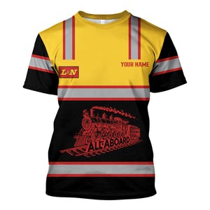 Railspirit Custom Name Louisville and Nashville Railroad T Shirt Eat Train Sleep Repeat L&N Printed Train Shirt