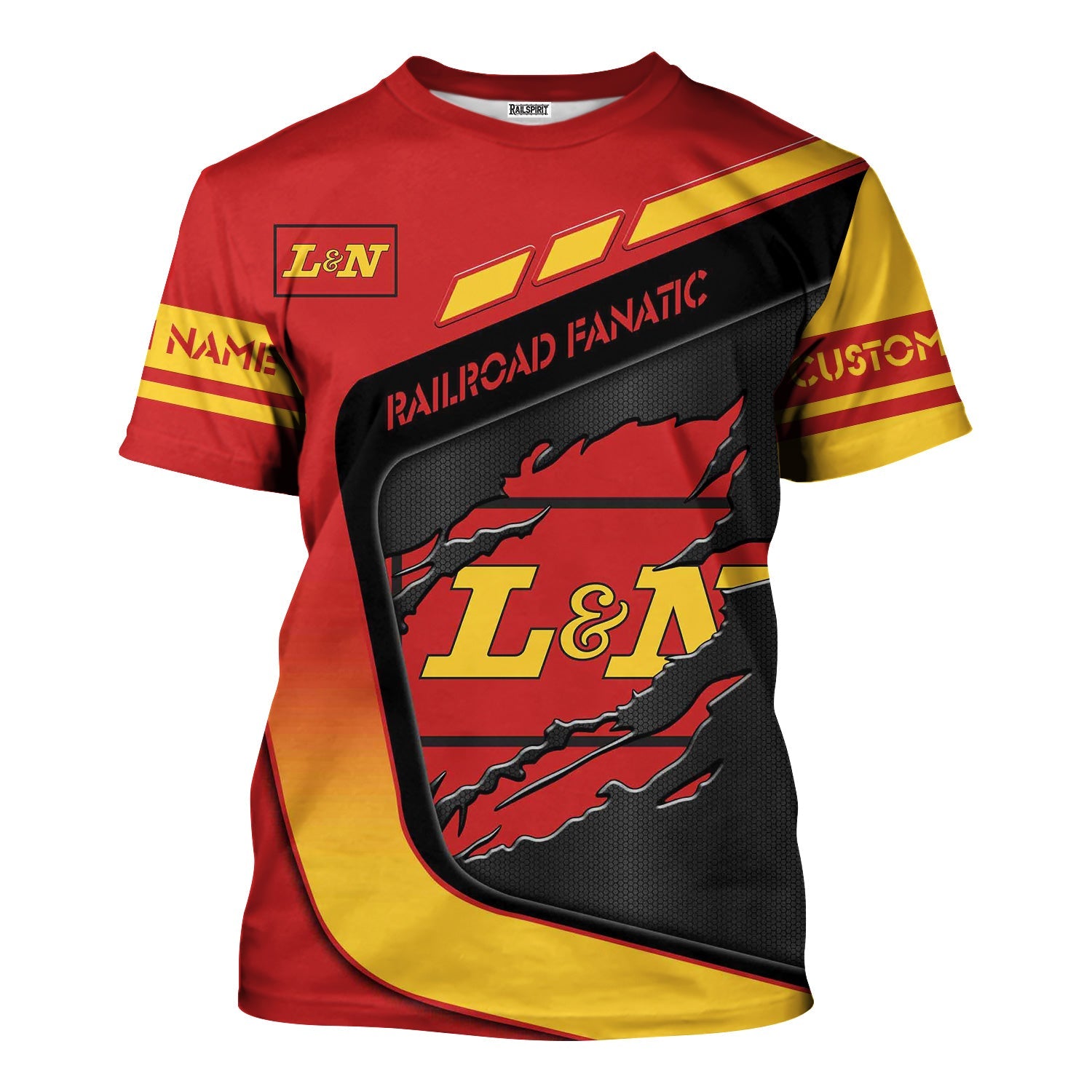 Railspirit Personalized Louisville and Nashville Railroad T-Shirt Ripped Texture Style L&N Train Shirt For Railroad Fanatic