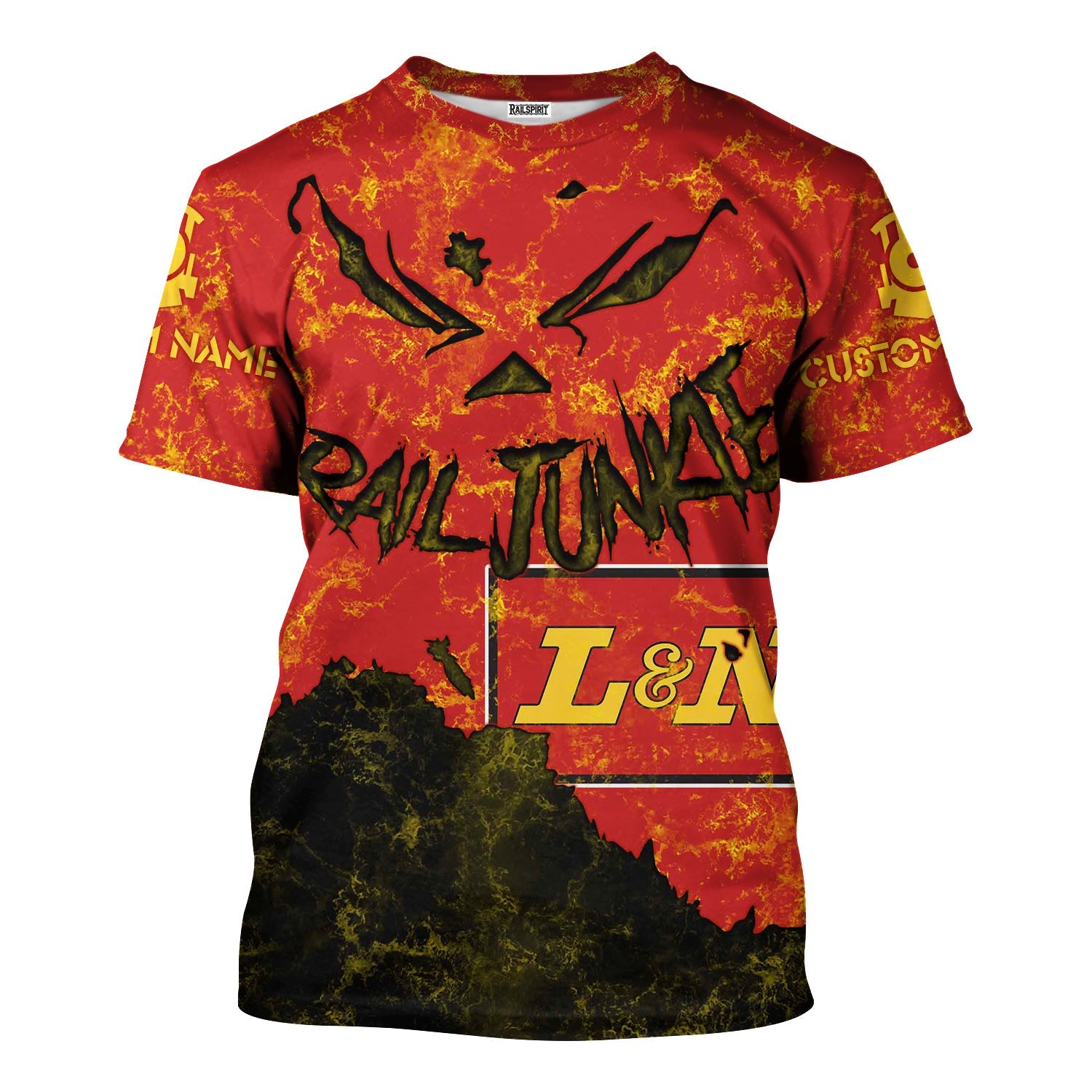 Railspirit Personalized Louisville and Nashville Railroad T-Shirt Torn Graphic Style L&N Train Shirt For Rail Junkie