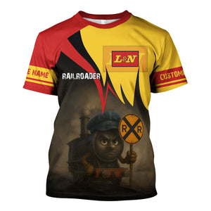 Railspirit Personalized Louisville and Nashville Railroad T-Shirt Angry Train L&N T-Shirt Gift Idea For Train Lover