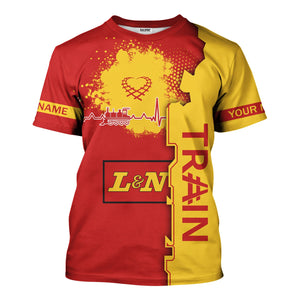 Railspirit Personalized Louisville and Nashville Railroad T-Shirt Engine Heartbeat and Track Love Style L&N Shirt Gift Idea For Train Lovers