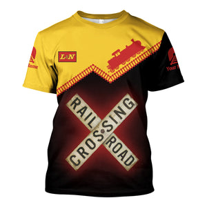 Railspirit Personalized Louisville and Nashville Railroad T Shirt Railroad Crossing Printed Train Track Shirt