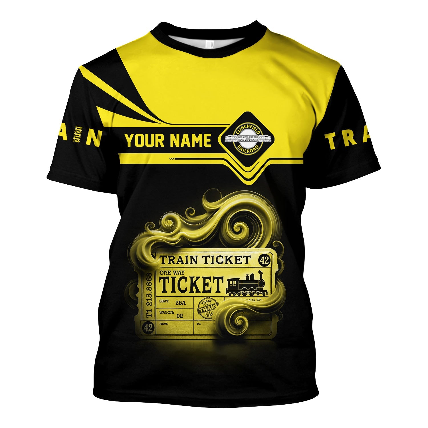 Railspirit Personalized Clinchfield Railroad T Shirt Train Ticket American Locomotive Printed Train