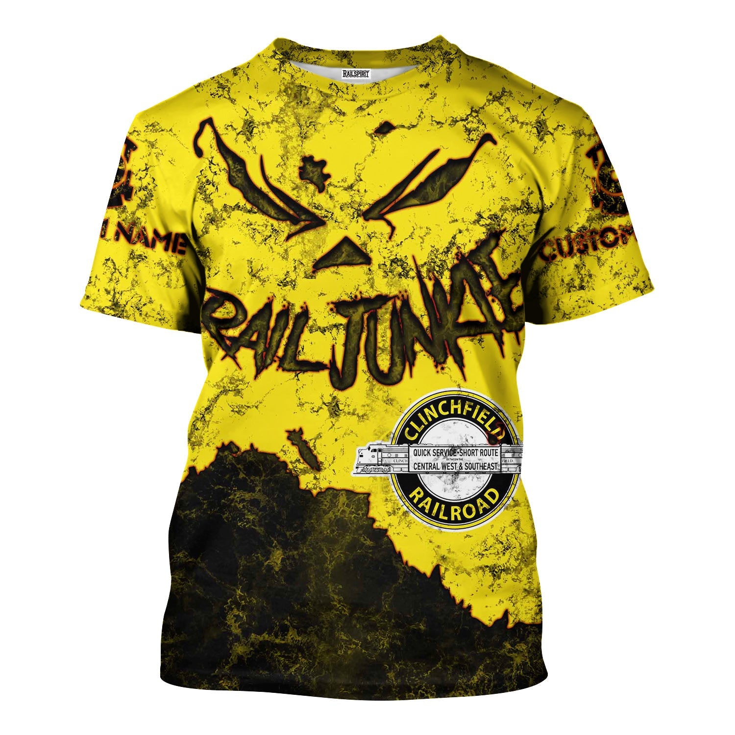 Railspirit Personalized Clinchfield Railroad T-Shirt Torn Graphic Style Train Shirt For Rail Junkie