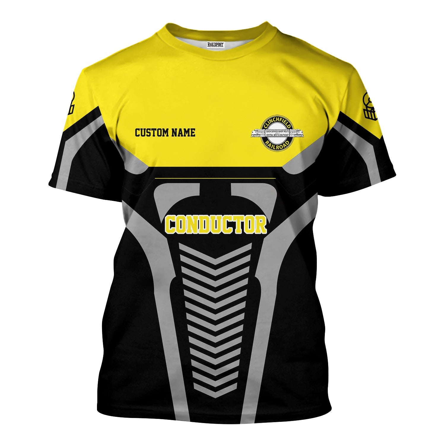 Railspirit Personalized Clinchfield Railroad T-Shirt Track-Inspired with Custom Job Position Train Shirt