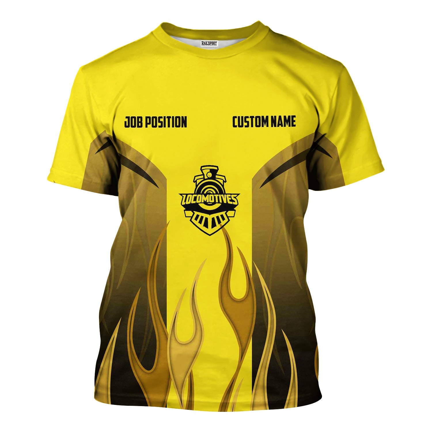 Railspirit Custom Name and Job Title Clinchfield Railroad T-Shirt Flame Graphic Train Shirt