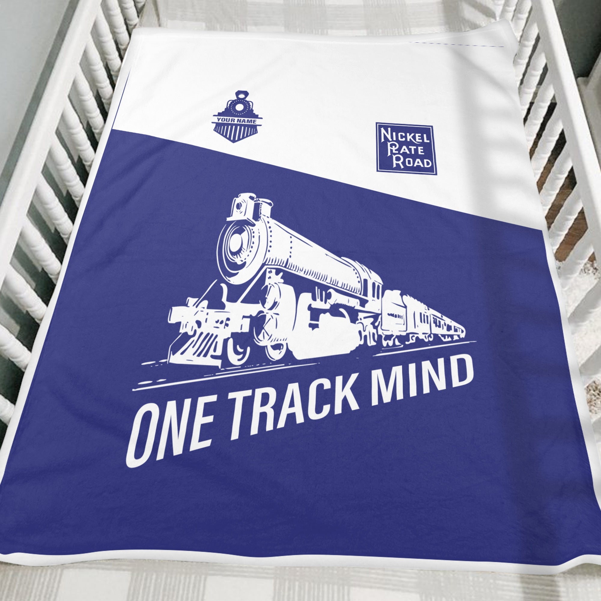 Railspirit Personalized New York, Chicago and St. Louis Railroad Blanket One Track Mind Nickel Plate Road Train Blanket Gift Idea For Train Lover