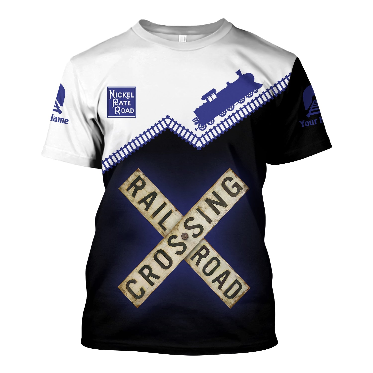Railspirit Personalized New York, Chicago and St. Louis Railroad T Shirt Railroad Crossing Printed Train Track Shirt