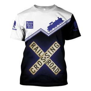 Railspirit Personalized New York, Chicago and St. Louis Railroad T Shirt Railroad Crossing Printed Train Track Shirt