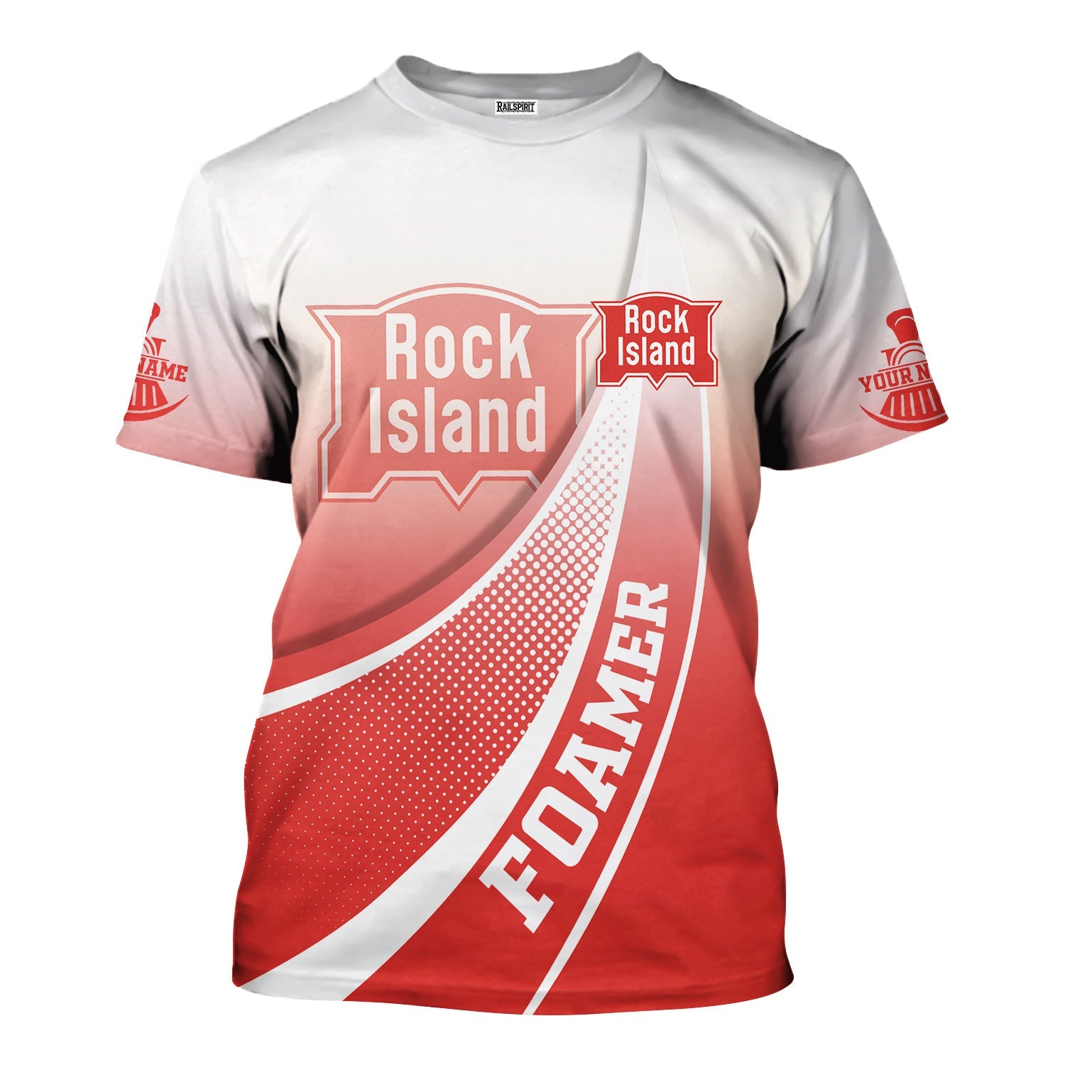 Railspirit Personalized Chicago, Rock Island and Pacific Railroad T-Shirt Railway-Themed Style Rock Island Railroad Shirt Gift Idea For Trainspotter