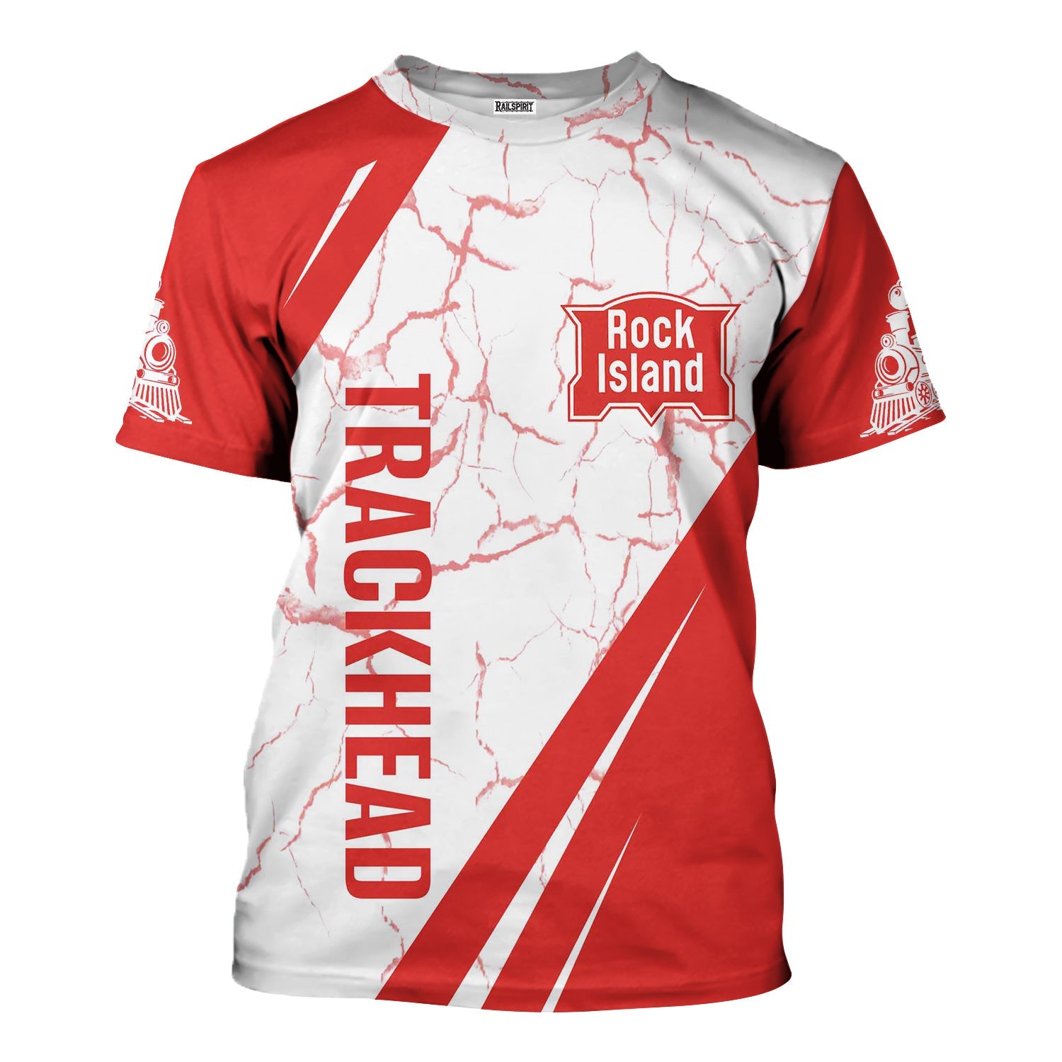 Railspirit Personalized Chicago, Rock Island and Pacific Railroad T-Shirt Crackle Texture Style Rock Island Railroad Shirt For Trackhead