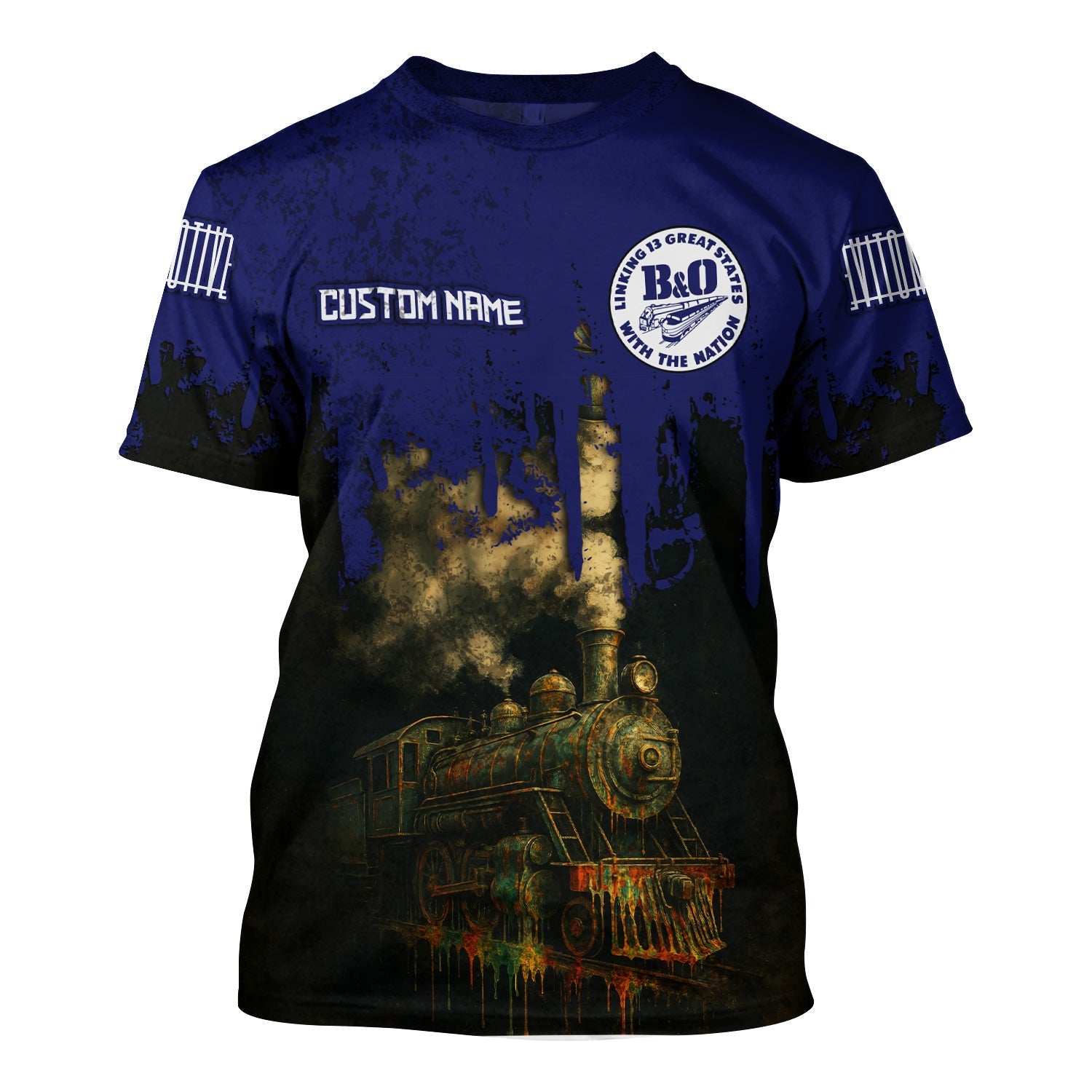Railspirit Personalized B&O Great States Railroad T-Shirt Vintage Train Art Style Shirt For Locomotive Fans